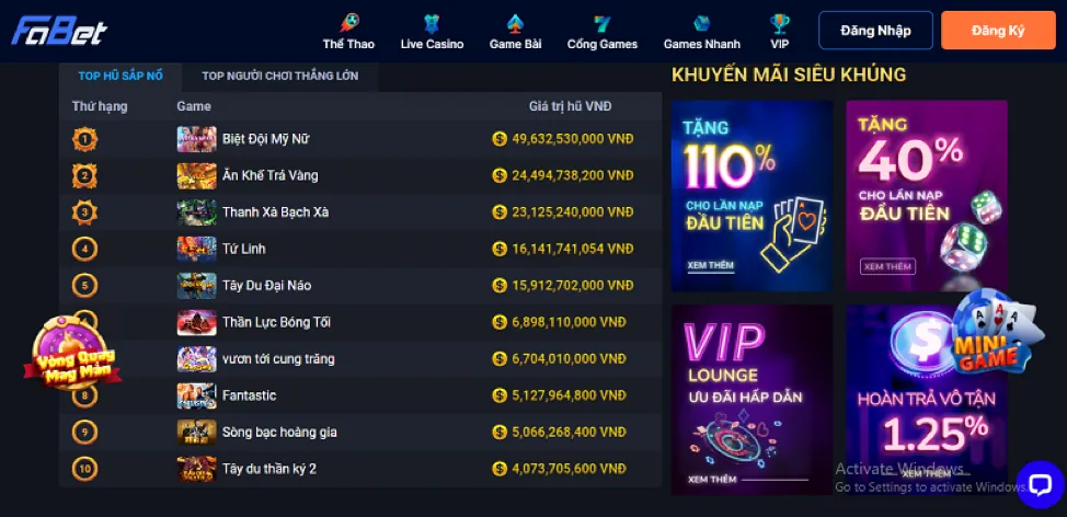 Nổ Hũ Jackpot Lũy Tiến tại quang88 win